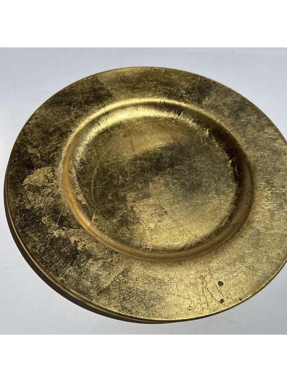 Pier 1 Imports VTG Gold Leaf Ceramic Charger Plate 13.5” Italy Set of 4 Holidays